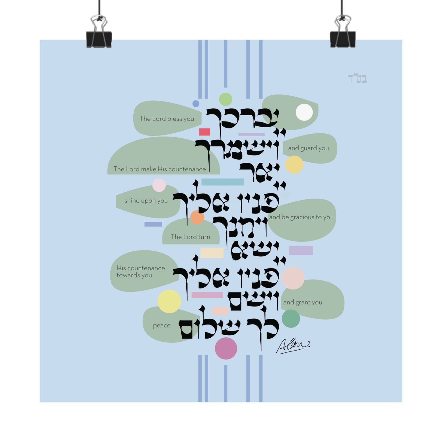 BIRKAT KOHANIM [ Priestly Blessing _English_ Tree Formation ] 18" x 18" Poster