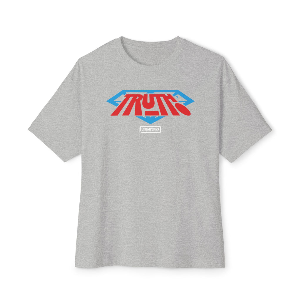 Truth Graphic Tee — Retro Red & Blue Logo Oversized Boxy T‑Shirt