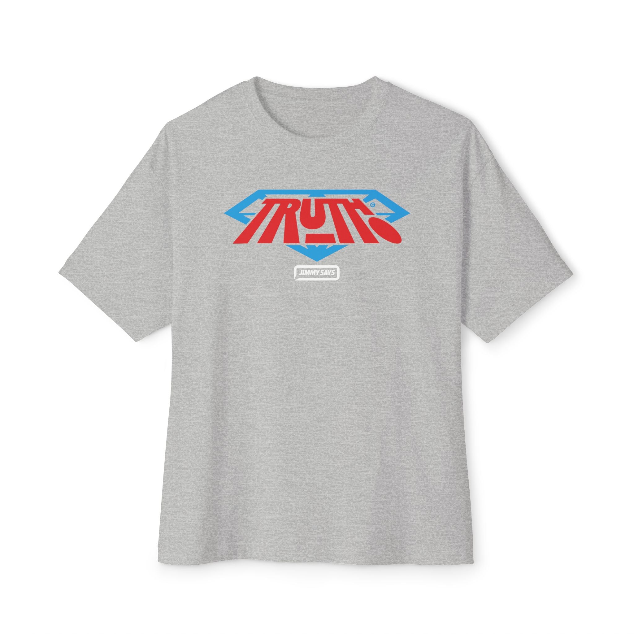 Truth Graphic Tee — Retro Red & Blue Logo Oversized Boxy T‑Shirt