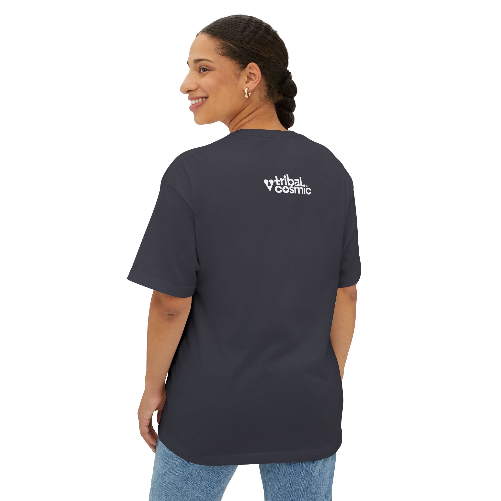 Truth Graphic Tee — Retro Red & Blue Logo Oversized Boxy T‑Shirt