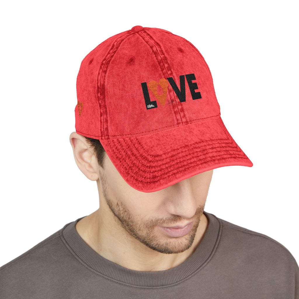 Vintage Embroidered Cap – 'LOVE' Heart Patch Baseball Hat