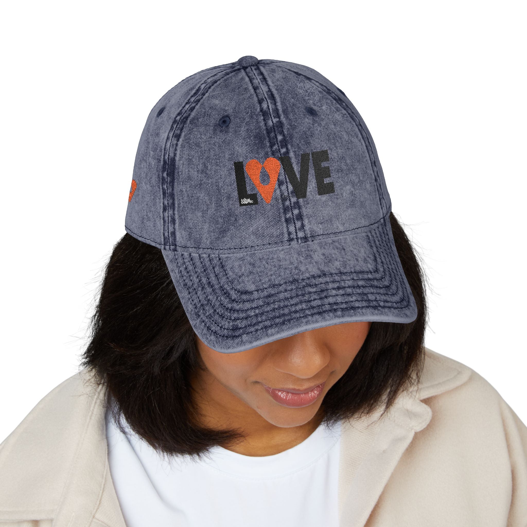 Vintage Embroidered Cap – 'LOVE' Heart Patch Baseball Hat