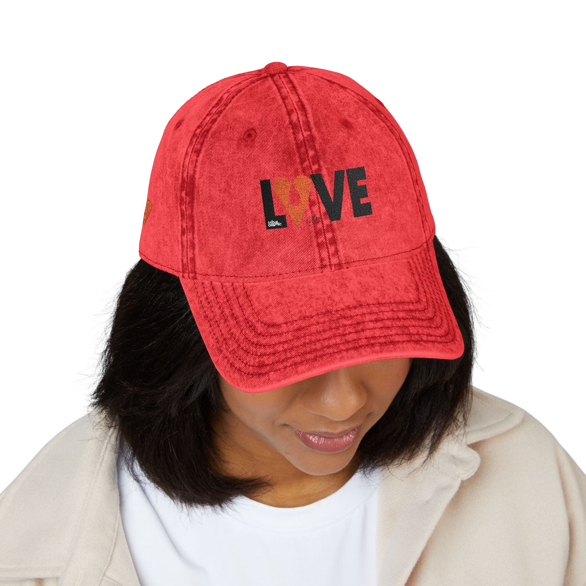 Vintage Embroidered Cap – 'LOVE' Heart Patch Baseball Hat