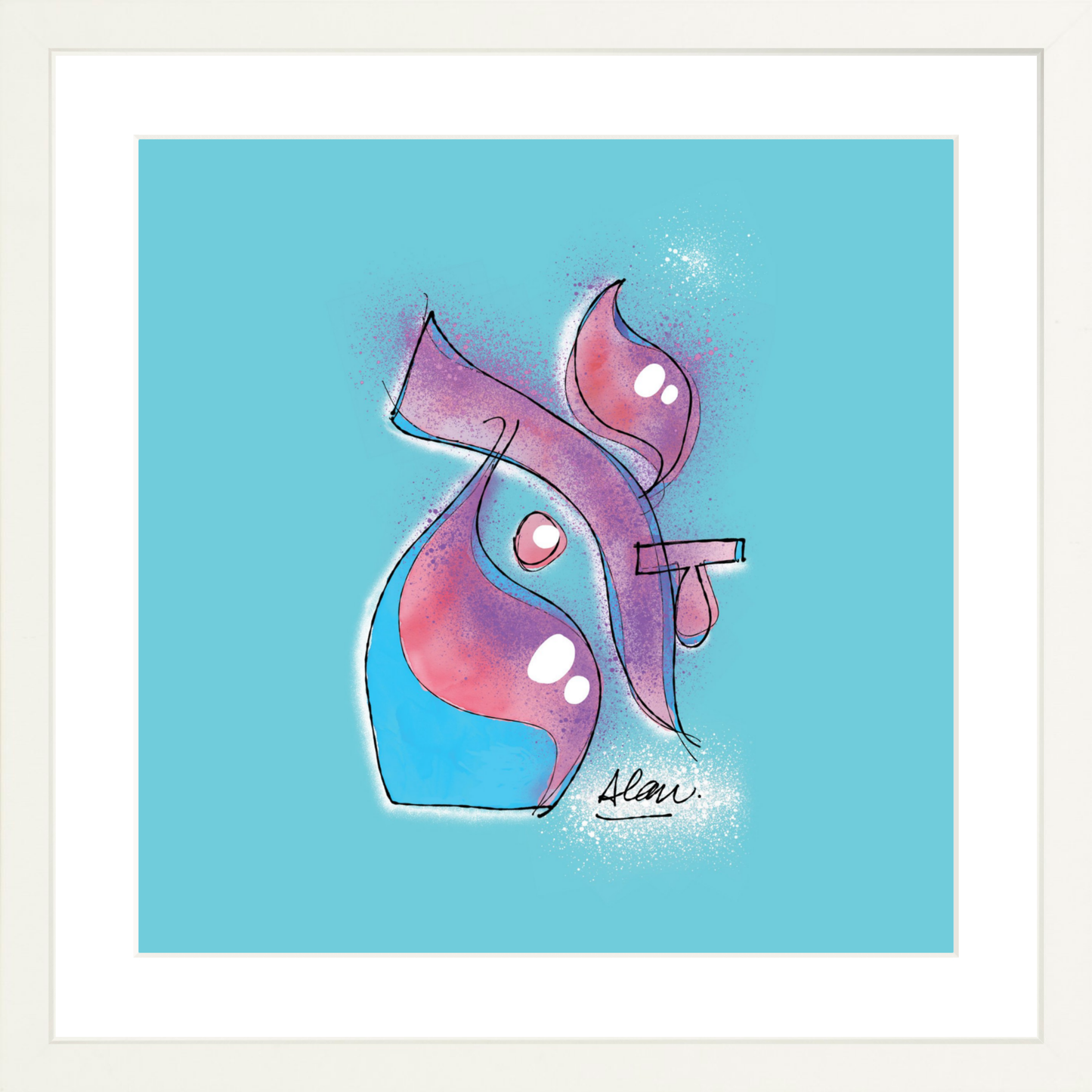 cosmic code: ALEPH [ WHITE FRAME ] 13" x 13" Gallery White - Single Mat