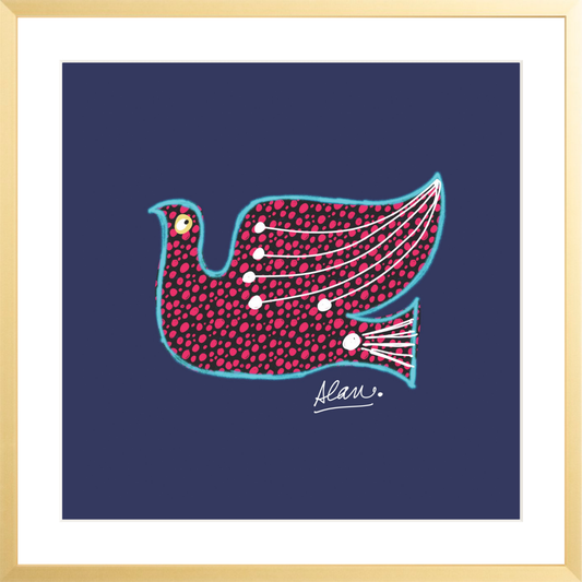 BIRD OF PEACE - [ LUX ] 13" x 13" Metal Gallery Matte Gold - Single Mat