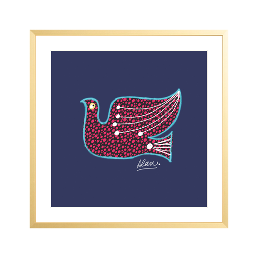 BIRD OF PEACE - [ LUX ] 13" x 13" Metal Gallery Matte Gold - Single Mat