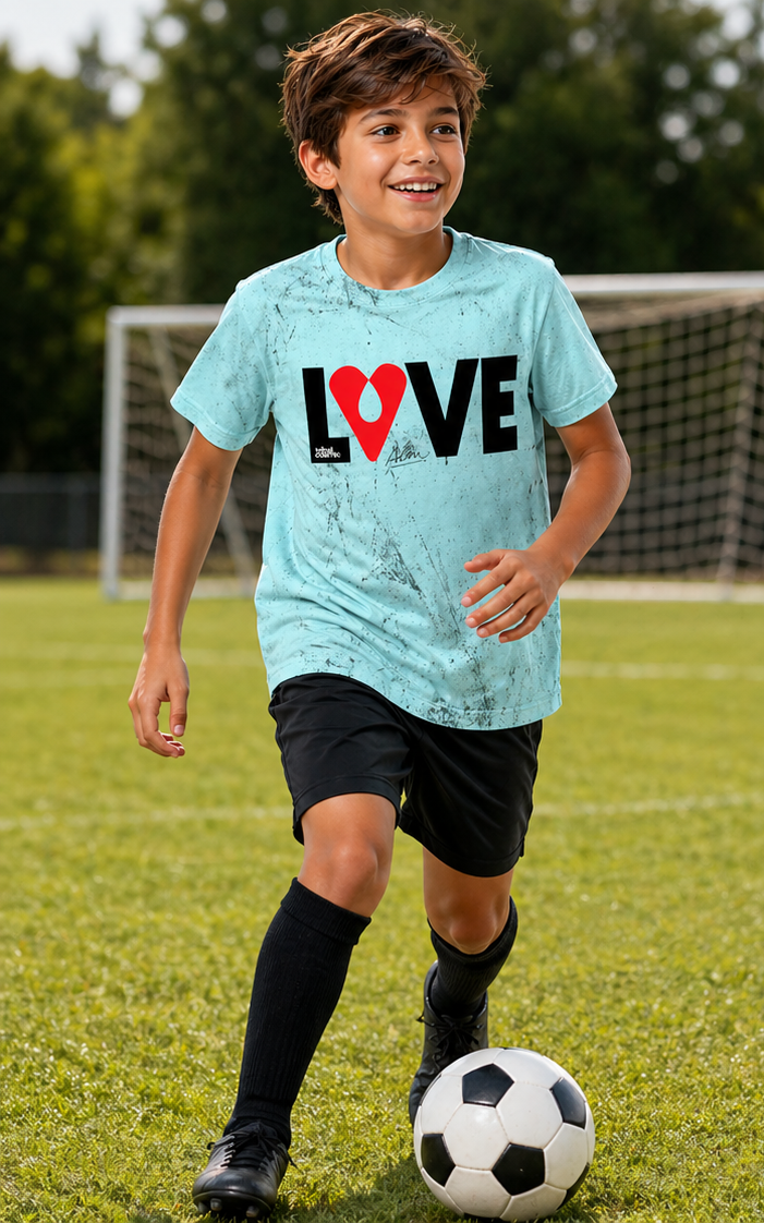 Youth LOVE Heart T-Shirt – Vintage Distressed Graphic Tee for Kids